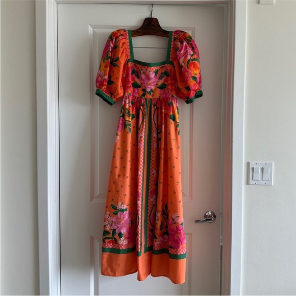 FARM Rio Orange Floral Midi Dress - Picture 4 of 7